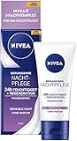 NIVEA Beruhigende Nachtpflege 24h Feuchtigkeit + Regeneration (50 ml), Gesichtscreme für sensible...