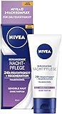 NIVEA Beruhigende Nachtpflege 24h Feuchtigkeit + Regeneration (50 ml), Gesichtscreme für sensible...