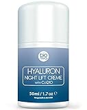 Hyaluronsäure Nachtcreme für das Gesicht. Bio Anti-Aging & Anti Falten Nachtpflege...