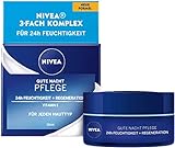 NIVEA Gute Nacht Pflege 24h Feuchtigkeit + Regeneration (50 ml), Gesichtscreme für die...